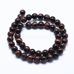 天然石タイガーアイビーズ連売り  染め＆加熱  ラウンド  グレードAB +  8mm  穴：1.2mm  約48個/連  14.7インチ（37.5cm）&nbsp;G-P370-04-8mm