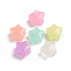 蓄光アクリルビーズ  暗闇で光る  スター  カラフル  12.5x12.5x7mm  穴：4mm  約96~108個/50g&nbsp;X-TACR-WH0002-15