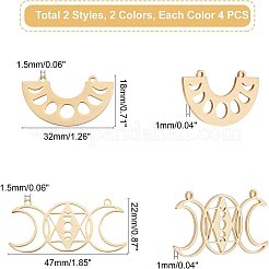 16Pcs 4 Style 201 Stainless Steel Pendant Links&nbsp;STAS-DC0002-64