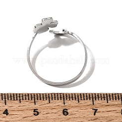 304ステンレススチール製エナメルカフオープンリング  クローバーと蹄鉄  ステンレス鋼色  2mm  内径：19mm&nbsp;SA-CBA5609-01P