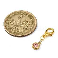 201 ステンレススチールラインストーンペンダント装飾  亜鉛合金カニカン付き  フラットラウンド  ミックスカラー  24mm&nbsp;HJEW-JM01763