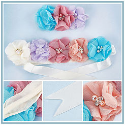 Polyester Waist Chain Belts and Headbands with Imitation Pearl&nbsp;DIY-WH0308-150C