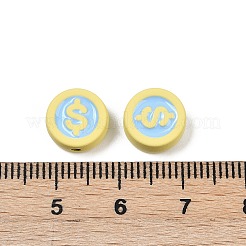 塗装合金ビーズをスプレー  フラットラウンド  鉛フリー＆ニッケルフリー＆カドミウムフリー  きいろ  10x4.5mm  穴：1.6mm&nbsp;PALLOY-S038-09C