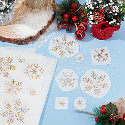 スノーフレーク 模様 ホットフィックス ラインストーン  ガラスラインストーンの装飾  クリスマス  ゴールデンロッド  215x150x1mm&nbsp;DIY-WH0430-205F