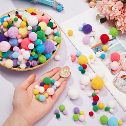 8セット8色のポリエステルボールデコレーション  ポンポムボール  DIYクラフト用  ミックスカラー  0.8~3cm  50個/カラー&nbsp;FIND-PH0021-33
