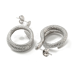 変色しない304ステンレススチールスタッドピアス  ヘビ  ステンレス鋼色  31x15mm&nbsp;EJEW-B039-04P