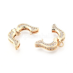 Brass Micro Pave Clear Cubic Zirconia Twister Clasp&nbsp;KK-N232-513
