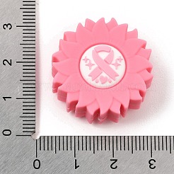 乳がん啓発ピンクのリボンをモチーフにしたシリコンビーズ  焦点ビーズ  ヒマワリ  26x26x10mm  穴：2.8mm&nbsp;SL-CBA6E7F-01B