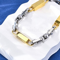 304ステンレススチールリンクチェーンブレスレット女性男性用  イオンプレーティング（ip）  ゴールデン·ステンレス鋼色  8-3/4インチ（22.1cm）&nbsp;BJEW-R018-18GP