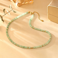 Natural Green Aventurine Rondelle Beaded Necklaces with Brass Beads&nbsp;WG55414-01