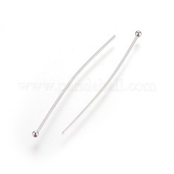 変色しにくい304ステンレススチール製ボールヘッドピン  DIYのビーズチャーム作りに  40x0.7mm  21ゲージ  ヘッド：2mm&nbsp;X-STAS-R051-40mm