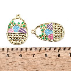 イースター合金エナメル ペンダント  ゴールドカラー  卵  27.5x18x2.5mm  穴：1.6mm&nbsp;X-ENAM-E360-01G-02