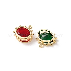 真鍮製ガラスチャーム  多面カット  ゴールドカラー  オーバル  11x11x4mm  穴：1mm&nbsp;KK-Z141-11G-02