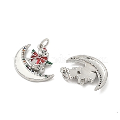 Christmas Themed Brass Micro Pave Cubic Zirconia Pendants&nbsp;ZIRC-L101-04P