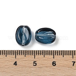透明ガラスビーズ  コー​​ヒー豆  焼き付け塗料  プルシアンブルー  11x8.5x6.5mm  穴：1mm&nbsp;DGLA-E004-15F