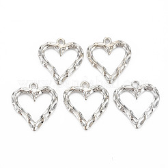 合金ペンダント  カドミウムフリー＆ニッケルフリー＆鉛フリー  ハート  プラチナ  21x19x2mm  穴：1.6mm&nbsp;PALLOY-N154-36P-NR