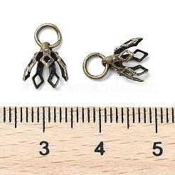 フラワーラックメッキ真鍮フィリグリービーズキャップベイル  7花びら  アンティークブロンズ  8x8mm  穴：3mm&nbsp;LS-KK-L102-27AB