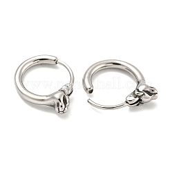 316サージカルステンレスフープピアス  アンティークシルバー  鹿  14x4.5mm&nbsp;EJEW-D096-13D-AS