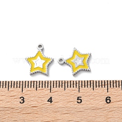 304ステンレススチールエナメルチャーム  ステンレス鋼色  星のチャーム  ゴールド  12x10.5x1.5mm  穴：1mm&nbsp;STAS-M102-20P-02
