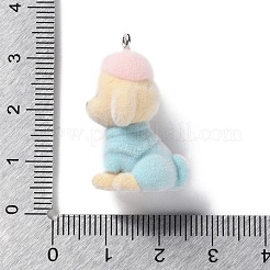 フロッキー樹脂ペンダント  犬  ブルー  29x17x17mm  穴：1.8mm&nbsp;RESI-A040-03A