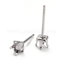 Non-Tarnish 304 Stainless Steel Stud Earring Settings&nbsp;STAS-B004-04P-F