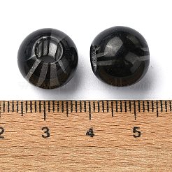 レジンヨーロピアンビーズ  大きな穴のスイカの丸いビーズ  ブラック  12x14x14mm  穴：5mm&nbsp;RESI-U008-03C