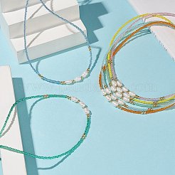 7 個 7 色の天然パール & ガラスシードビーズネックレスセット女性用  ミックスカラー  14.37~14.65インチ（36.5~37.2cm）  1pc /カラー&nbsp;NJEW-JN04184