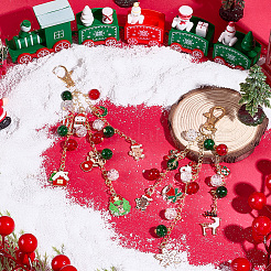 2Pcs 2 Styles Christmas Them Alloy Enamel Pendant Decorations&nbsp;HJEW-SP0001-48A