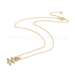 Brass Micro Pave Cubic Zirconia Pendant Necklaces for Christmas&nbsp;ZIRC-I053-15G