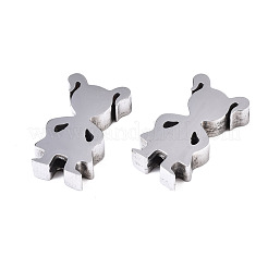 変色しない304ステンレススチールビーズ  女の子のシルエットビーズ  ステンレス鋼色  16x9x3mm  穴：2mm&nbsp;STAS-K116-02P-B01