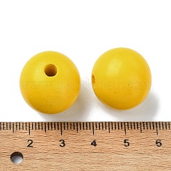 木製大穴ヨーロピアンビーズ  ラウンド  きいろ  19~20x18mm  穴：4.2mm&nbsp;WOOD-D027-01J
