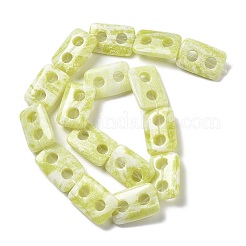 天然石レモンジェイド翡翠ビーズ連売り  長方形  2穴  25x17x5mm  穴：6mm  約16個/連  15.75~15.94''（40~40.5センチメートル）&nbsp;G-H074-A01-01