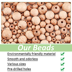 300Pcs 6 Styles Beech Wood European Large Hole Beads&nbsp;WOOD-PH0002-80