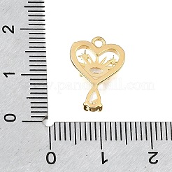 真鍮マイクロパヴェクリアキュービックペンダント  ティアドロップチャームのハート  18KGP本金メッキ  16x11x3.5mm  穴：1.4mm&nbsp;CU-CBA1682-06C-G