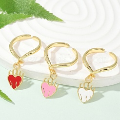 Brass Enamel Open Cuff Rings for Women&nbsp;RJEW-U057-10G