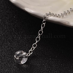 プラチナ トーン ブラス クリスタル コーン 六角形の尖ったダウジング振り子  カニカン付き  230x3mm&nbsp;X-MAK-M015-01I
