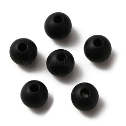 食品グレードの環境に優しいシリコーンビーズ  ラウンド  ブラック  5.5x5mm  穴：1.8mm&nbsp;SIL-WH0013-26