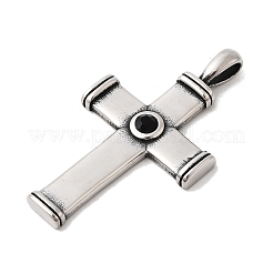 304ステンレススチールラインストーンペンダント  クロスチャーム  アンティークシルバー  57.5x31.5x5mm  穴：8.5x4mm&nbsp;STAS-A130-10AS