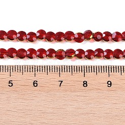 電気メッキガラスビーズセット  フルメッキ  多面カット  フラットラウンド  クリムゾン  4x4.5x3.5mm  穴：0.8mm  約74個/連  11.73''（29.8センチメートル）&nbsp;EGLA-Q128-02A-FP06