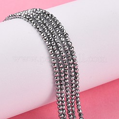 非磁性合成ヘマタイトビーズ連売り  多面カット  ラウンド  銀メッキ  3mm  穴：1mm  約136個/連  15.7インチ&nbsp;X-G-G093-3mm