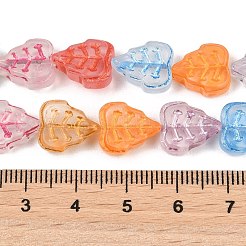 ベーキングペイント透明ガラスビーズ  葉  ミックスカラー  12x10x4mm  穴：1mm  約30個/連  14.17''（36センチメートル）&nbsp;GL-CBA4370-04