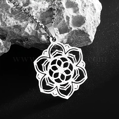 Hollow 201 Stainless Steel Flower of Life Pendant Box Chain Necklaces&nbsp;FS-WG66D92-01