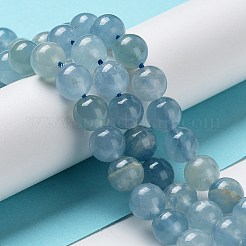 天然青方解石ビーズ連売り  ラウンド  ブルー  8mm  穴：0.9mm  約49個/連  15.55インチ（39.5cm）&nbsp;G-F756-A02-02