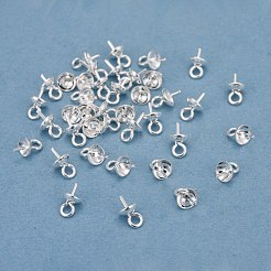 304ステンレススチールカップパールペグベイルピンペンダント  片穴パーツ用  銀  6.5x4mm  穴：1.5mm  ピン：0.8mm&nbsp;STAS-H410-19S-D
