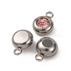 304ステンレスペンダント  k9ラインストーン付き  フラットラウンド  ミックスカラー  14x10x6mm  穴：2.5mm&nbsp;STAS-M300-02A-P