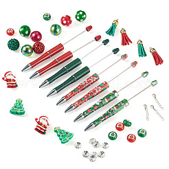 クリスマスボールペンのDIYキット  樹脂ラインストーングラデーションビーズを含む  アクリルビーズ  レジンヨーロピアンビーズ  abs樹脂ボールペン  ミックスカラー  20mm  穴：2~2.5mm&nbsp;DIY-TA0014-63