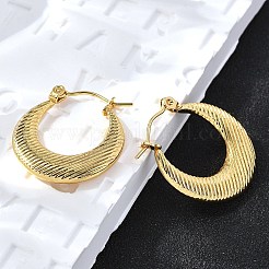 女性用304ステンレスフープピアス  イオンプレーティング（ip）  リング  18KGP本金メッキ  23.5x22x3mm&nbsp;EJEW-L296-067G