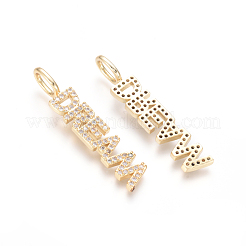Brass Micro Pave Clear Cubic Zirconia Pendants&nbsp;ZIRC-L085-57G