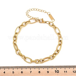 女性用304ステンレススチールリンクチェーンブレスレット  オーバル  ゴールドカラー  6.89インチ（17.5cm）&nbsp;BJEW-A161-01C-G