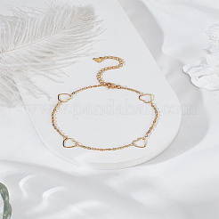 1Pc 304 Stainless Steel Heart Link Anklet with Cable Chains for Women&nbsp;AJEW-LP0006-58